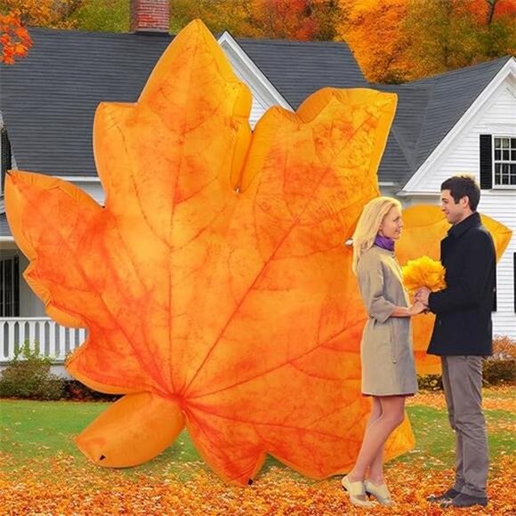 7ft Maple Leaf Inflatable with LED Light Thanksgiving Fall Blow up Yard - Picture 8 of 8